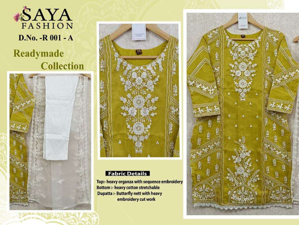 Saya-001 Colours By Saya Fashion 001-A To 001-B Series Pakistani Suits Beautiful Fancy Colorful Stylish Party Wear & Occasional Wear Organza Embroidered Dresses At Wholesale Price