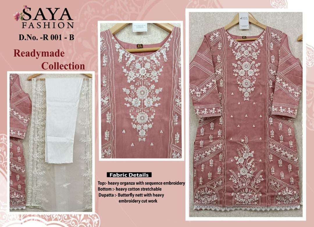 Saya-001 Colours By Saya Fashion 001-A To 001-B Series Pakistani Suits Beautiful Fancy Colorful Stylish Party Wear & Occasional Wear Organza Embroidered Dresses At Wholesale Price