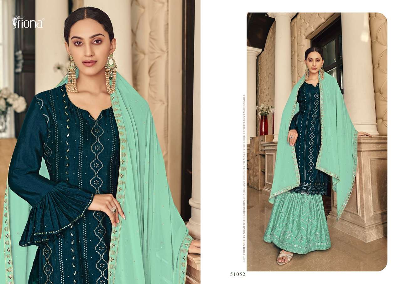 Shabana By Fiona 51051 To 51054 Series Designer Sharara Suits Collection Beautiful Stylish Fancy Colorful Party Wear & Occasional Wear Georgette Embroidered Dresses At Wholesale Price
