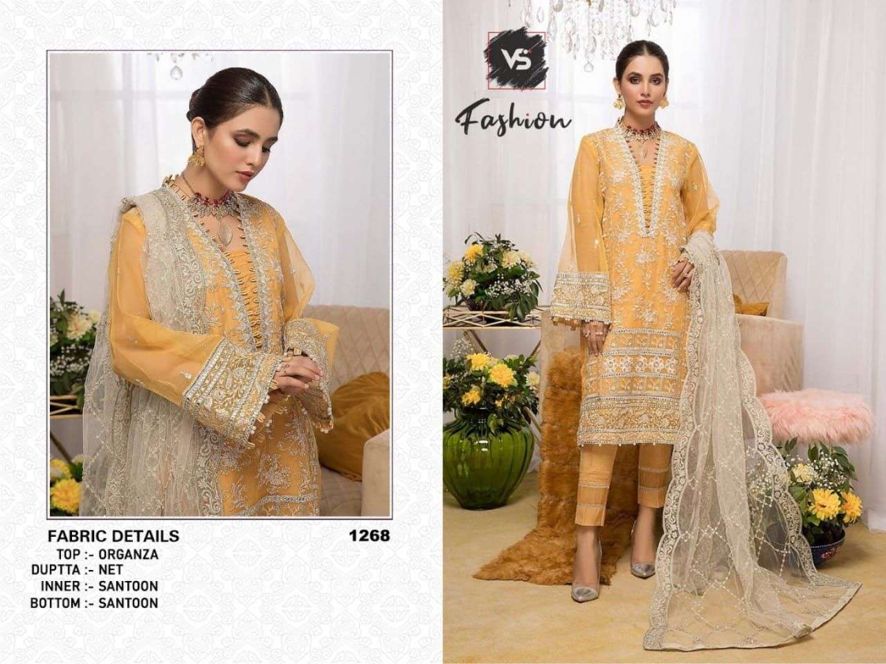VS Fashion Hit Design 1268 By VS Fashion Beautiful Stylish Pakistani Suits Fancy Colorful Casual Wear & Ethnic Wear & Ready To Wear Organza Embroidery Dresses At Wholesale Price