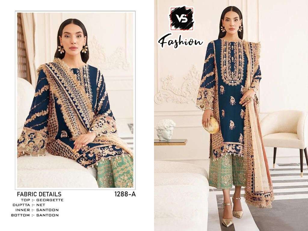 VS Hit Design 1288 Colours By VS Fashion Beautiful Stylish Pakistani Suits Fancy Colorful Casual Wear & Ethnic Wear & Ready To Wear Georgette Embroidery Dresses At Wholesale Price