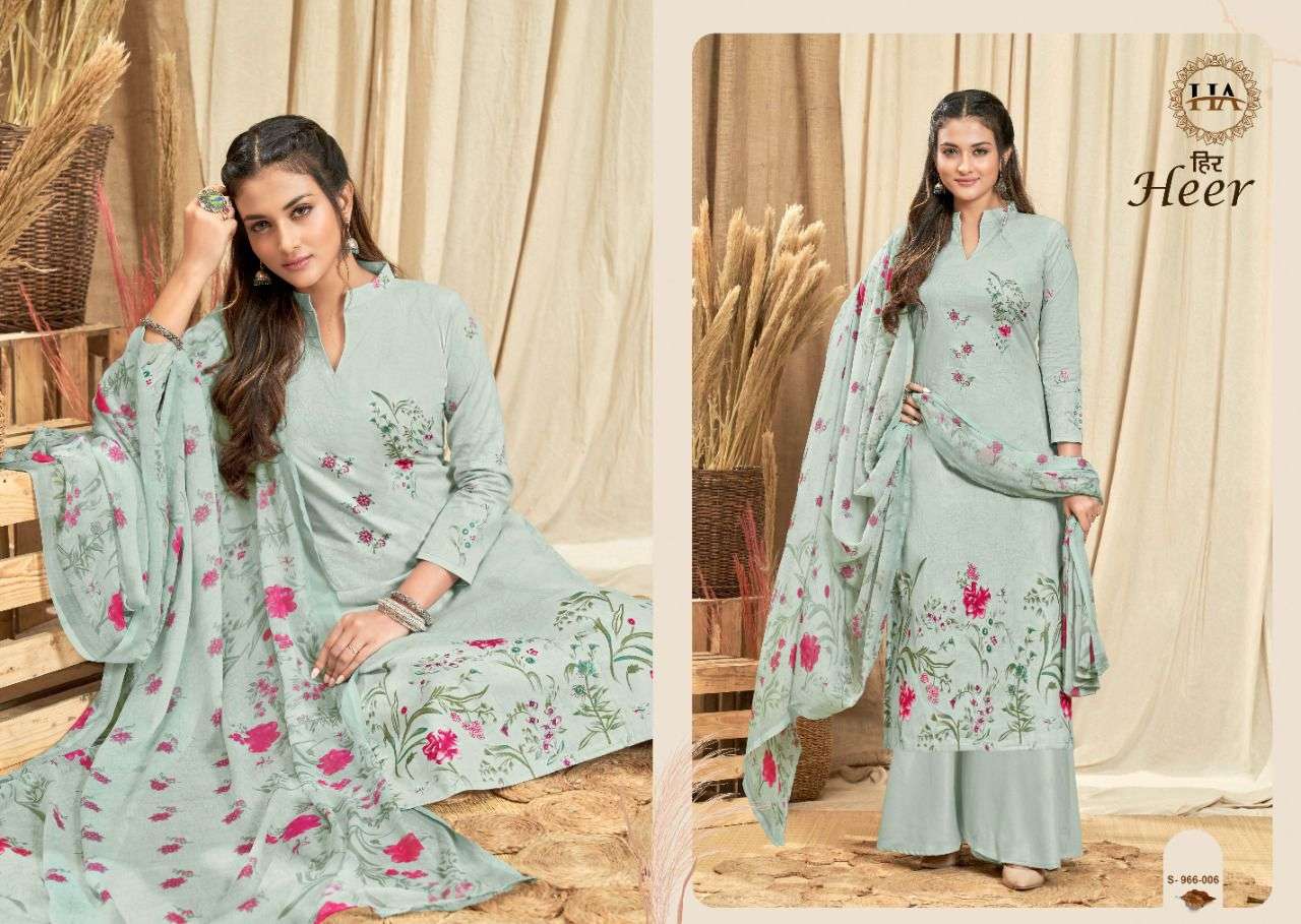 Heer By Harshit Fashion Hub 966-001 To 966-008 Series Designer Festive Suits Beautiful Stylish Fancy Colorful Party Wear & Occasional Wear Pure Cambric Embroidered Dresses At Wholesale Price