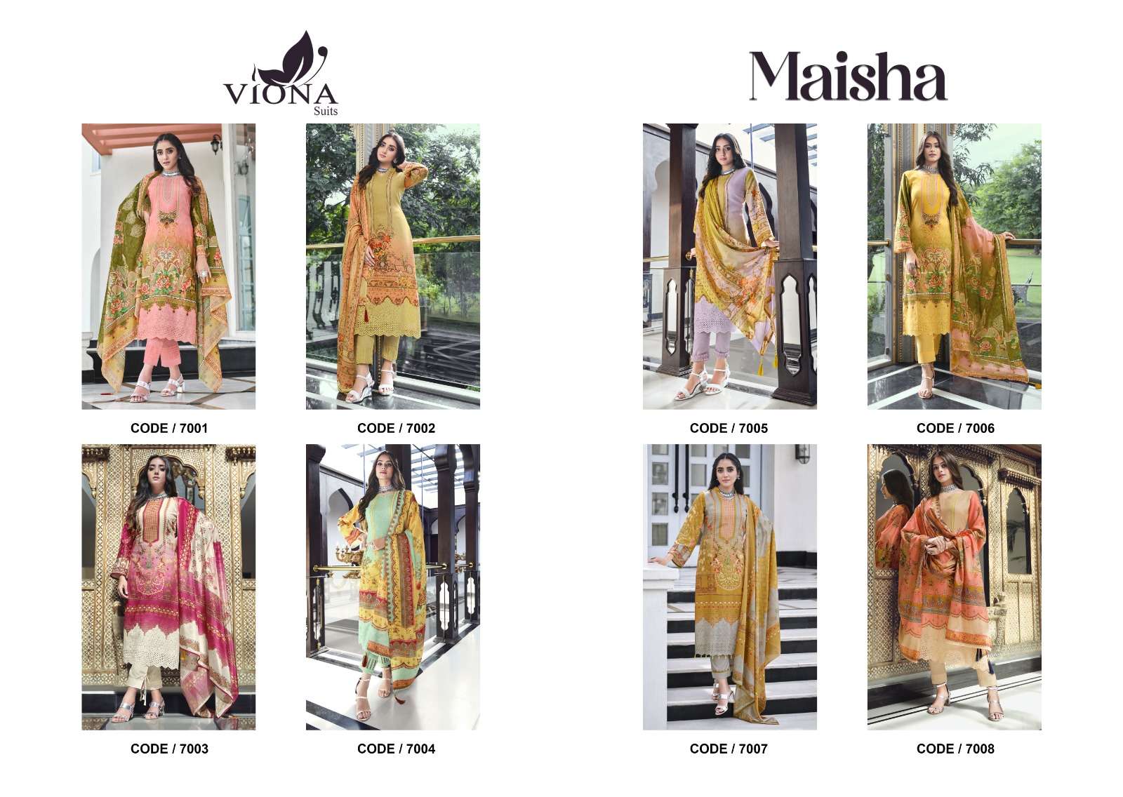 Maisha By Viona Suits 7001 To 7008 Series Beautiful Suits Colorful Stylish Fancy Casual Wear & Ethnic Wear Pure Cotton Digital Print Dresses At Wholesale Price