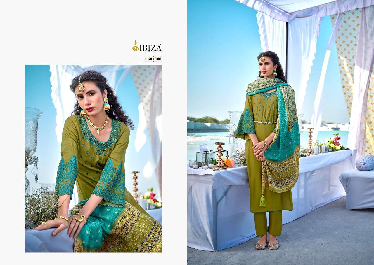 Shehr-E-Yaar By Ibiza 11177 To 11184 Series Beautiful Suits Stylish Colorful Fancy Casual Wear & Ethnic Wear Pure Silk Embroidered Dresses At Wholesale Price