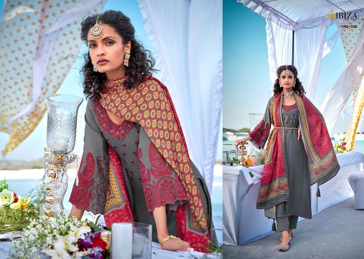 Shehr-E-Yaar By Ibiza 11177 To 11184 Series Beautiful Suits Stylish Colorful Fancy Casual Wear & Ethnic Wear Pure Silk Embroidered Dresses At Wholesale Price