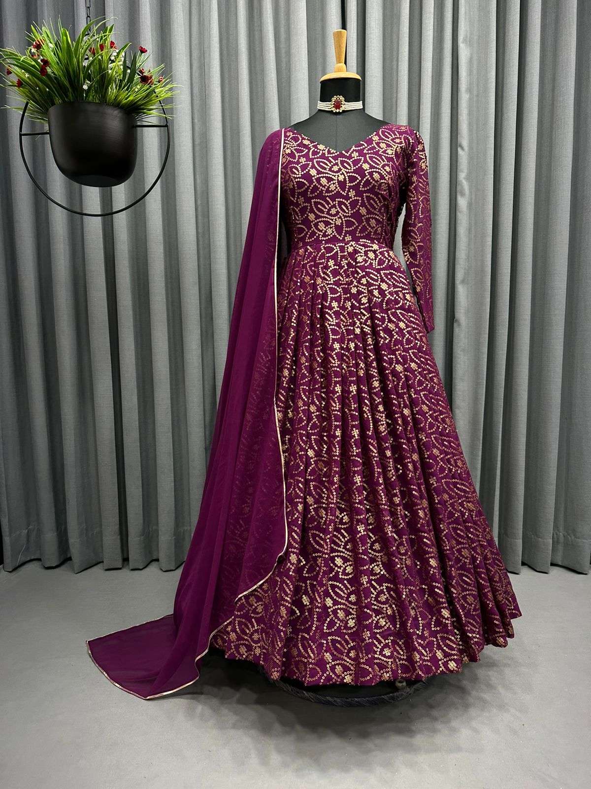 1247 By Fashid Wholesale Designer Anarkali Suits Beautiful Fancy Colorful Stylish Party Wear & Occasional Wear Faux Georgette Dresses At Wholesale Price