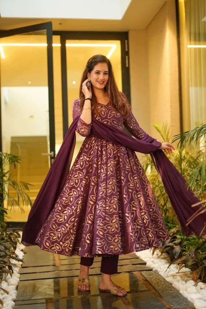 1247 By Fashid Wholesale Designer Anarkali Suits Beautiful Fancy Colorful Stylish Party Wear & Occasional Wear Faux Georgette Dresses At Wholesale Price