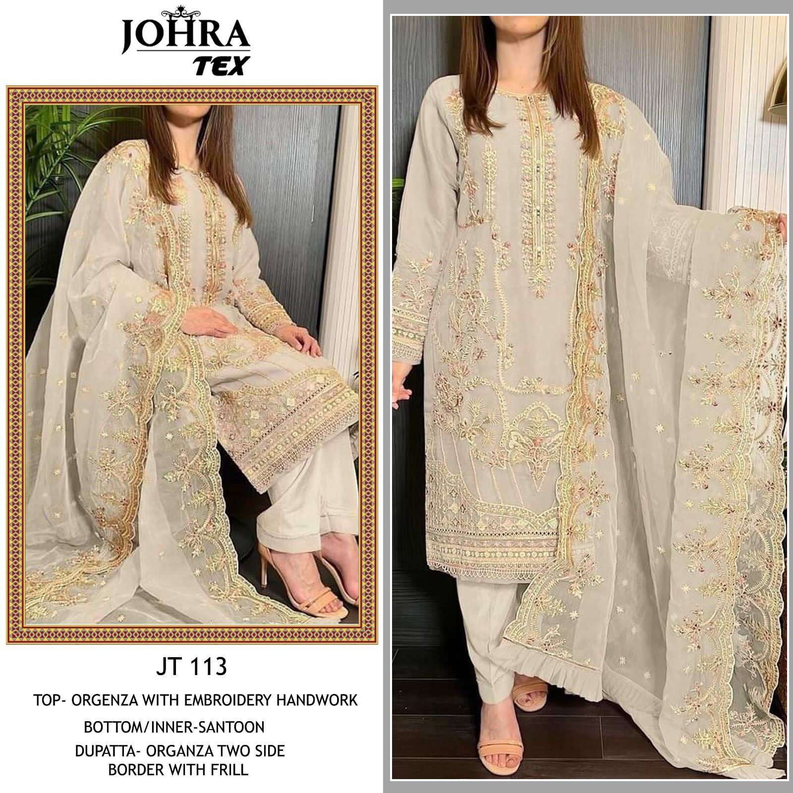 Johra Hit Design 113 By Johra Tex Beautiful Pakistani Suits Colorful Stylish Fancy Casual Wear & Ethnic Wear Organza Dresses At Wholesale Price