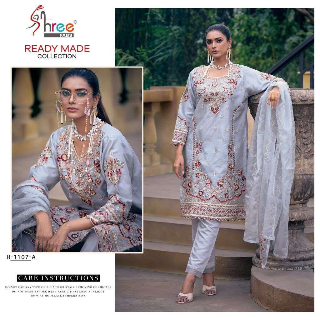 Shree Fabs Hit Design R-1107 Colours By Shree Fabs R-1107-A To R-1107-B Series Beautiful Pakistani Suits Colorful Stylish Fancy Casual Wear & Ethnic Wear Organza Dresses At Wholesale Price
