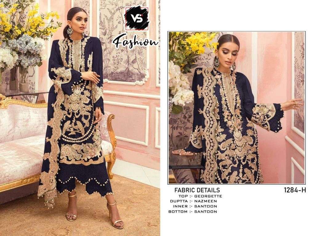 VS Hit Design 1284 Colours By VS Fashion Beautiful Stylish Pakistani Suits Fancy Colorful Casual Wear & Ethnic Wear & Ready To Wear Georgette Embroidery Dresses At Wholesale Price