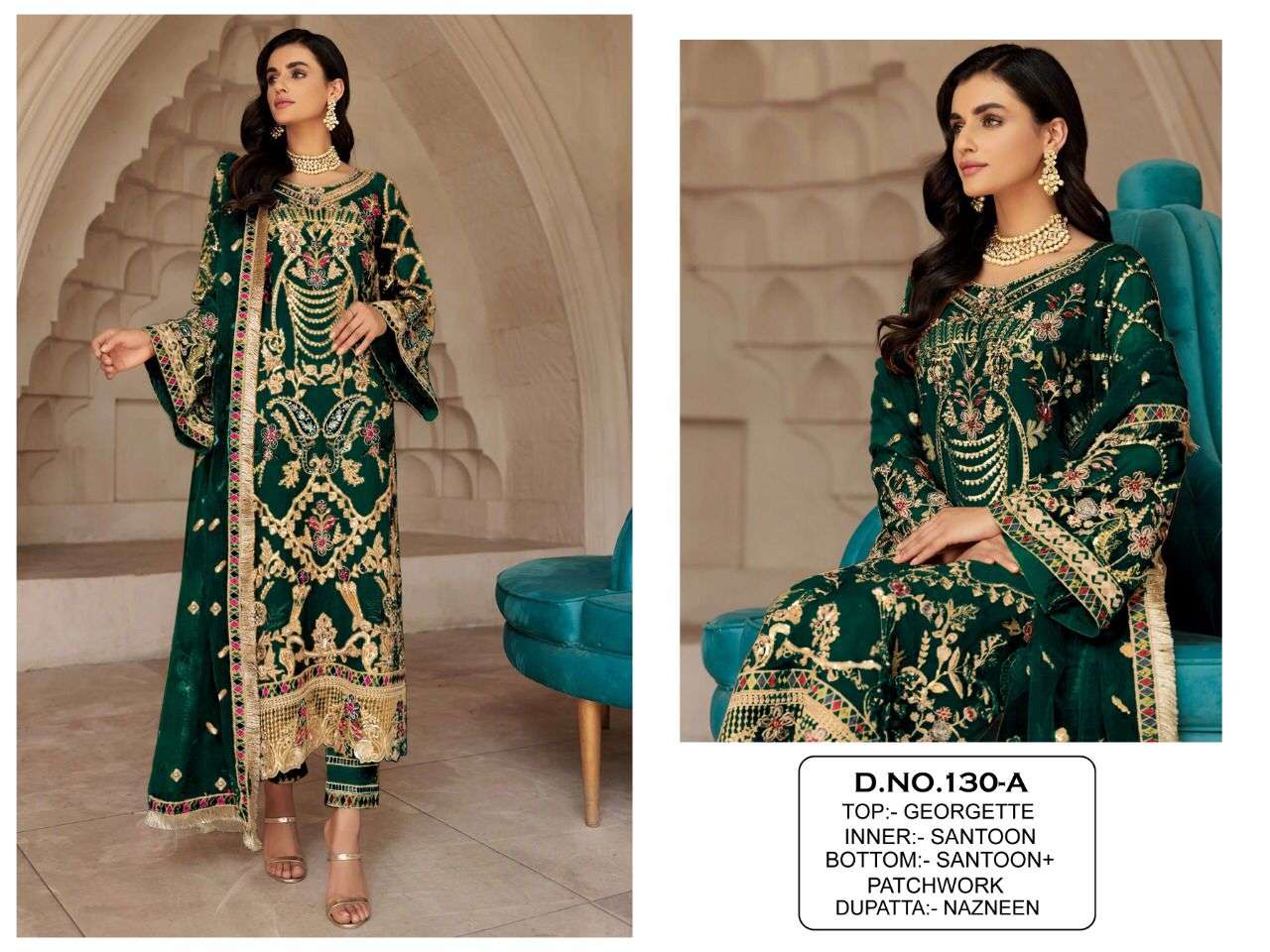 Kf-130 Colours By Fashid Wholesale 130 To 130-E Series Pakistani Suits Collection Beautiful Stylish Fancy Colorful Party Wear & Occasional Wear Georgette Embroidered Dresses At Wholesale Price