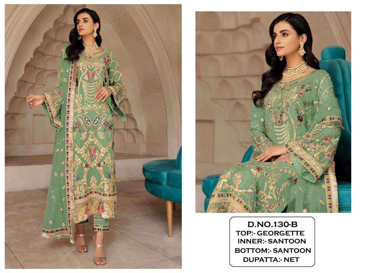 Kf-130 Colours By Fashid Wholesale 130 To 130-E Series Pakistani Suits Collection Beautiful Stylish Fancy Colorful Party Wear & Occasional Wear Georgette Embroidered Dresses At Wholesale Price