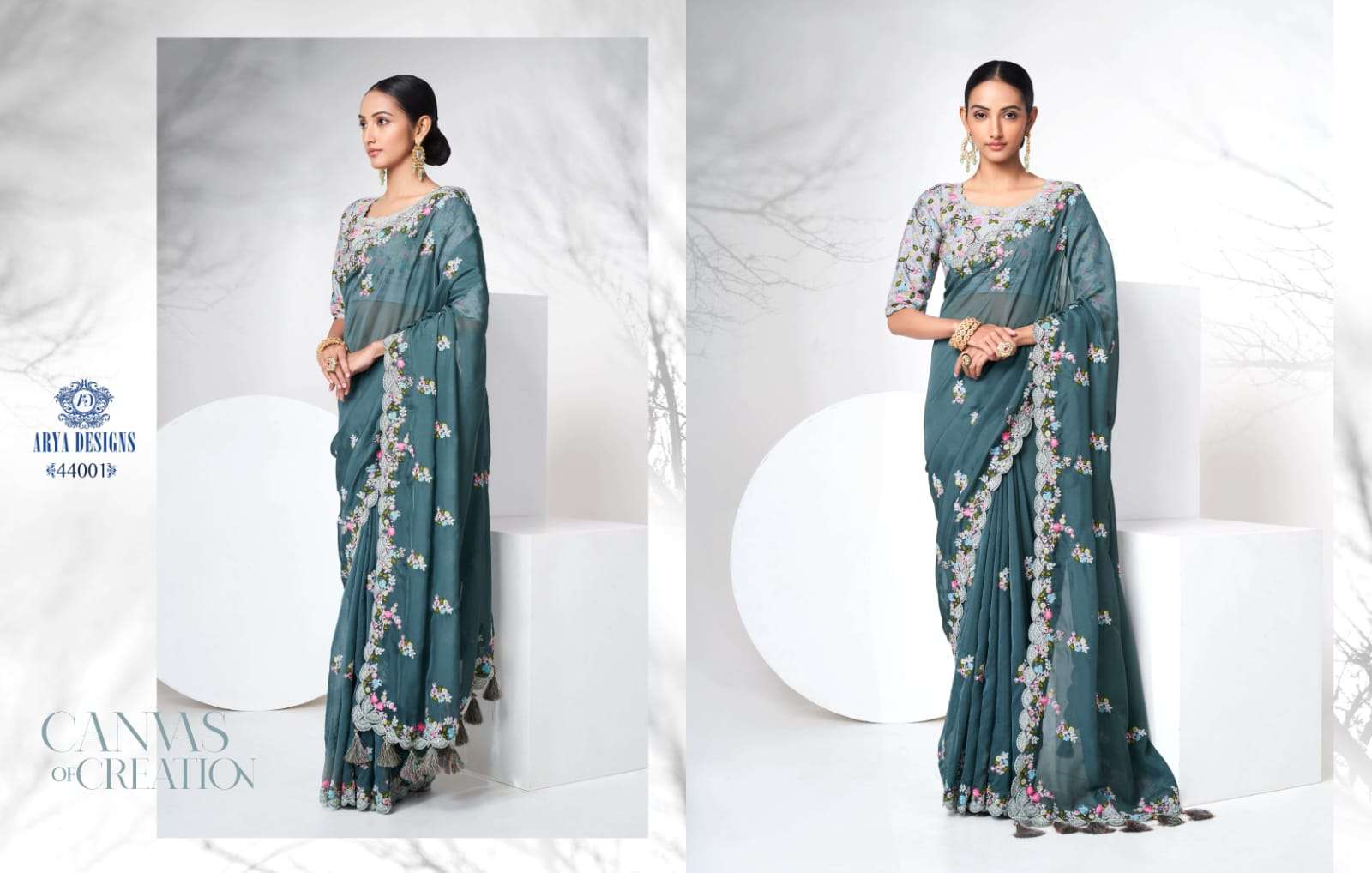 Imperial Vol-9 By Arya Designs 44001 To 44004 Series Indian Traditional Wear Collection Beautiful Stylish Fancy Colorful Party Wear & Occasional Wear Organza Sarees At Wholesale Price