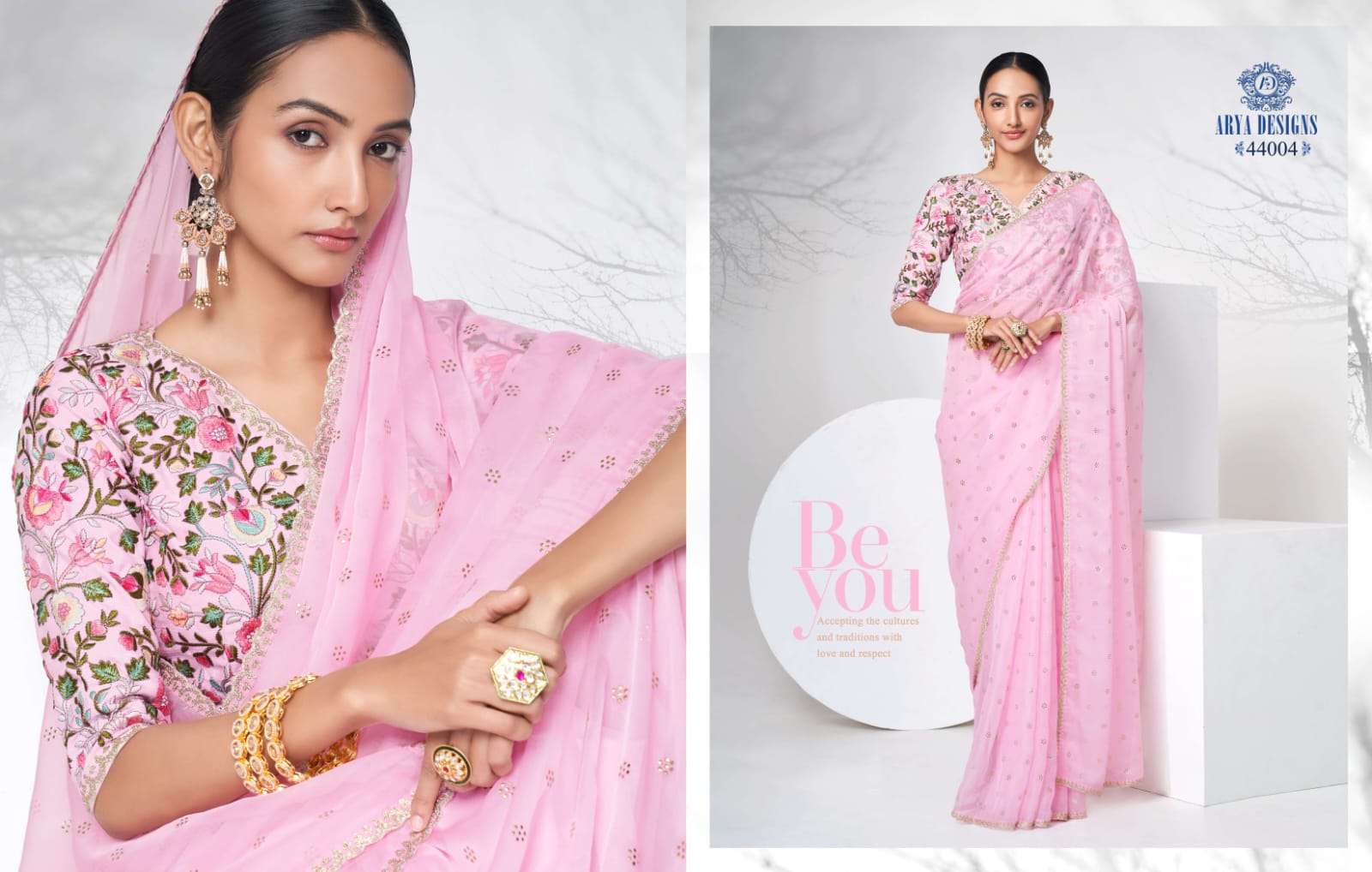 Imperial Vol-9 By Arya Designs 44001 To 44004 Series Indian Traditional Wear Collection Beautiful Stylish Fancy Colorful Party Wear & Occasional Wear Organza Sarees At Wholesale Price