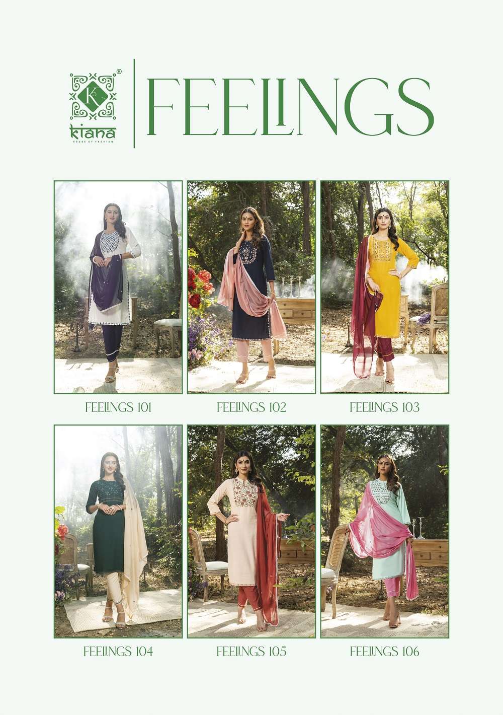 Feelings By Kiana 101 To 106 Series Beautiful Stylish Suits Fancy Colorful Casual Wear & Ethnic Wear & Ready To Wear Fancy Dresses At Wholesale Price
