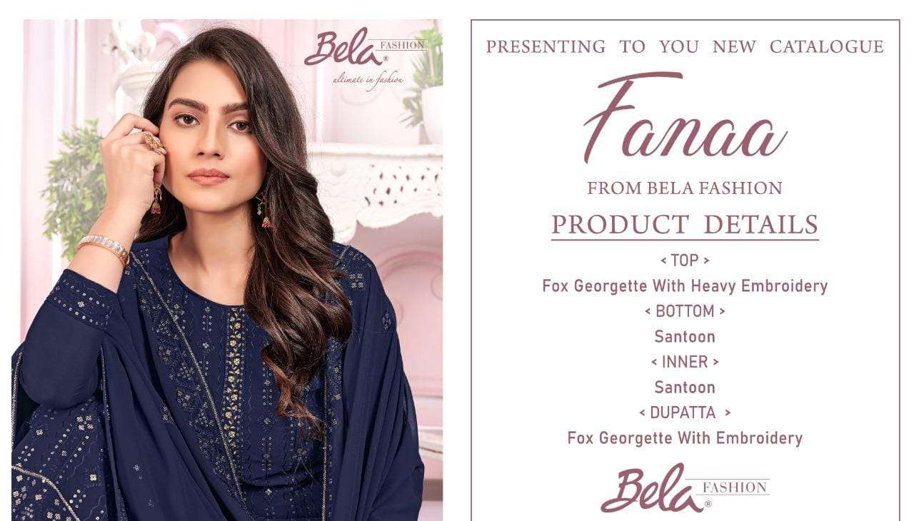 Fanna By Bela Fashion 3312 To 3317 Series Beautiful Suits Colorful Stylish Fancy Casual Wear & Ethnic Wear Faux Georgette Embroidered Dresses At Wholesale Price