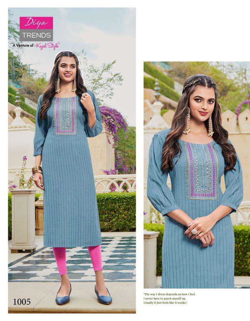 Eternal Vol-1 By Diya Trends 1001 To 1012 Series Beautiful Stylish Fancy Colorful Casual Wear & Ethnic Wear Fancy Embroidered Kurtis At Wholesale Price