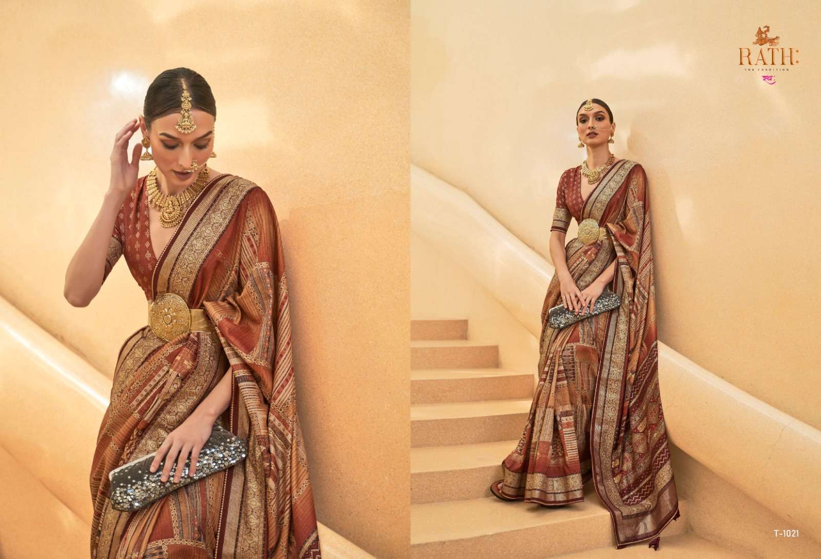 Antra By Rath 1019 To 1027 Series Indian Traditional Wear Collection Beautiful Stylish Fancy Colorful Party Wear & Occasional Wear Brasso Sarees At Wholesale Price