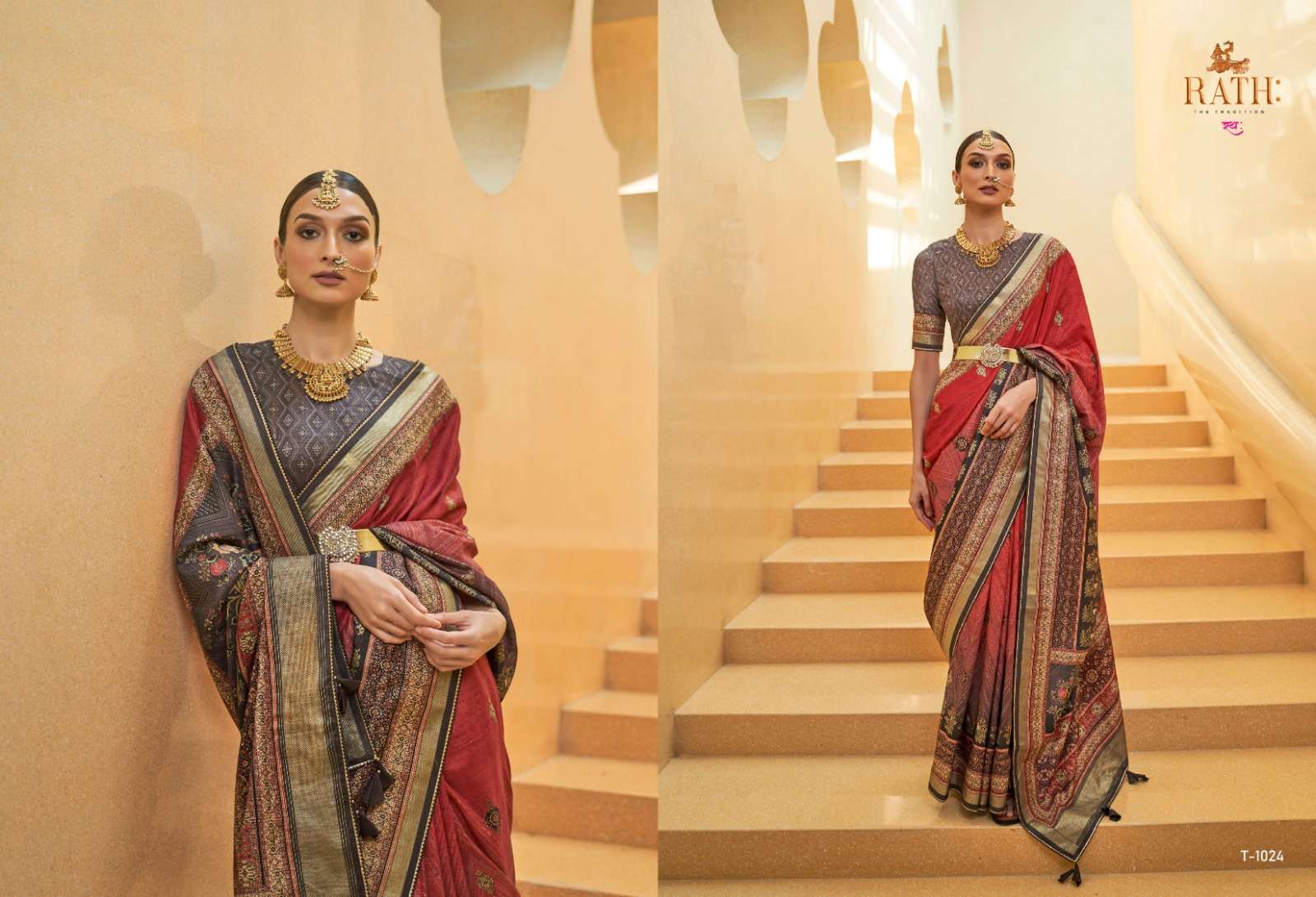 Antra By Rath 1019 To 1027 Series Indian Traditional Wear Collection Beautiful Stylish Fancy Colorful Party Wear & Occasional Wear Brasso Sarees At Wholesale Price