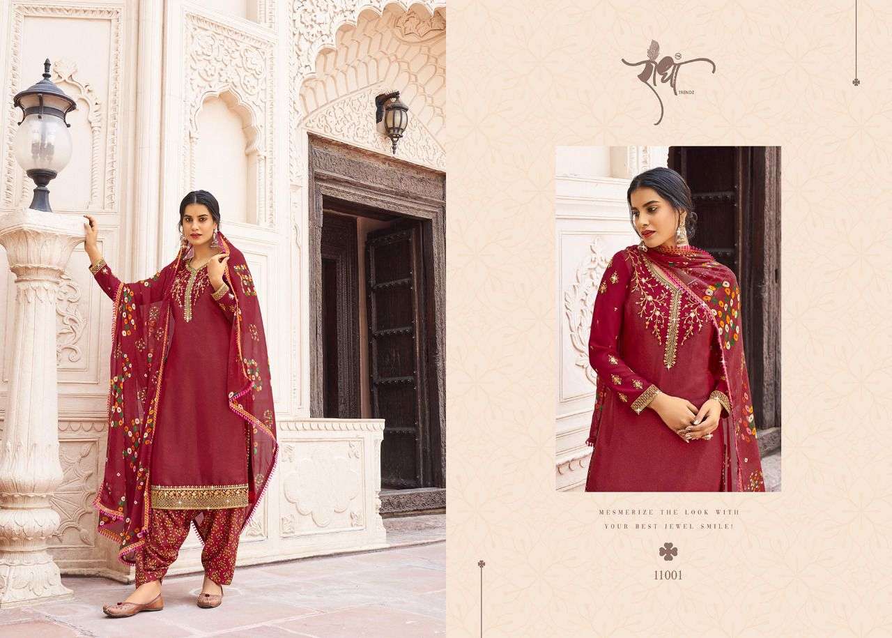 Cherry Silk Vol-1 By Radha Trendz 11001 To 11005 Series Beautiful Sharara Suits Colorful Stylish Fancy Casual Wear & Ethnic Wear Crepe Embroidered Dresses At Wholesale Price