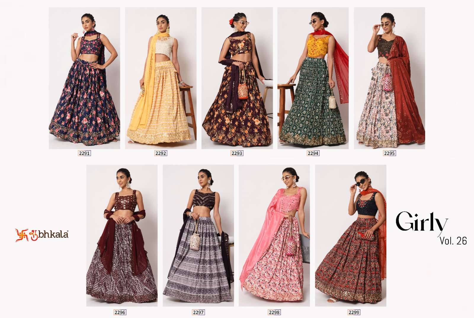 Girly Vol-26 By Shubhkala 2291 To 2299 Series Bridal Wear Collection Beautiful Stylish Colorful Fancy Party Wear & Occasional Wear Art Silk/Georgette Lehengas At Wholesale Price