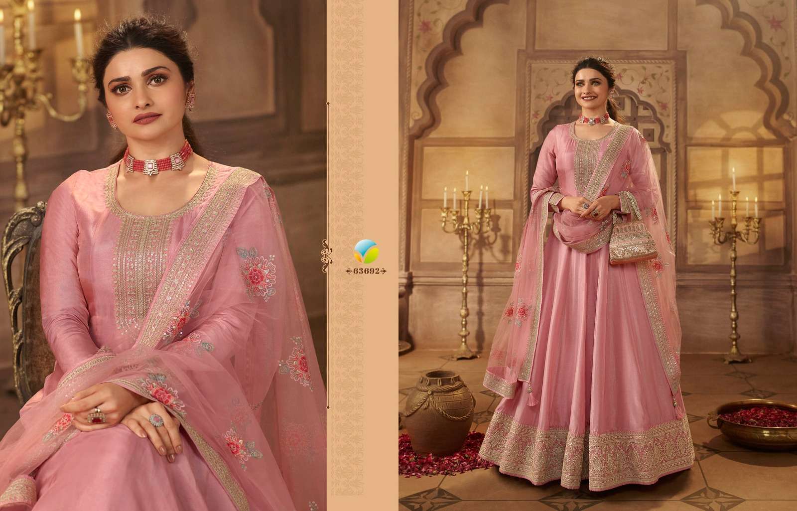 Kaseesh Noormahal By Vinay Fashion 63691 To 63698 Series Beautiful Colorful Stylish Fancy Casual Wear & Ethnic Wear & Ready To Wear Dola Silk Embroidered Dresses At Wholesale Price