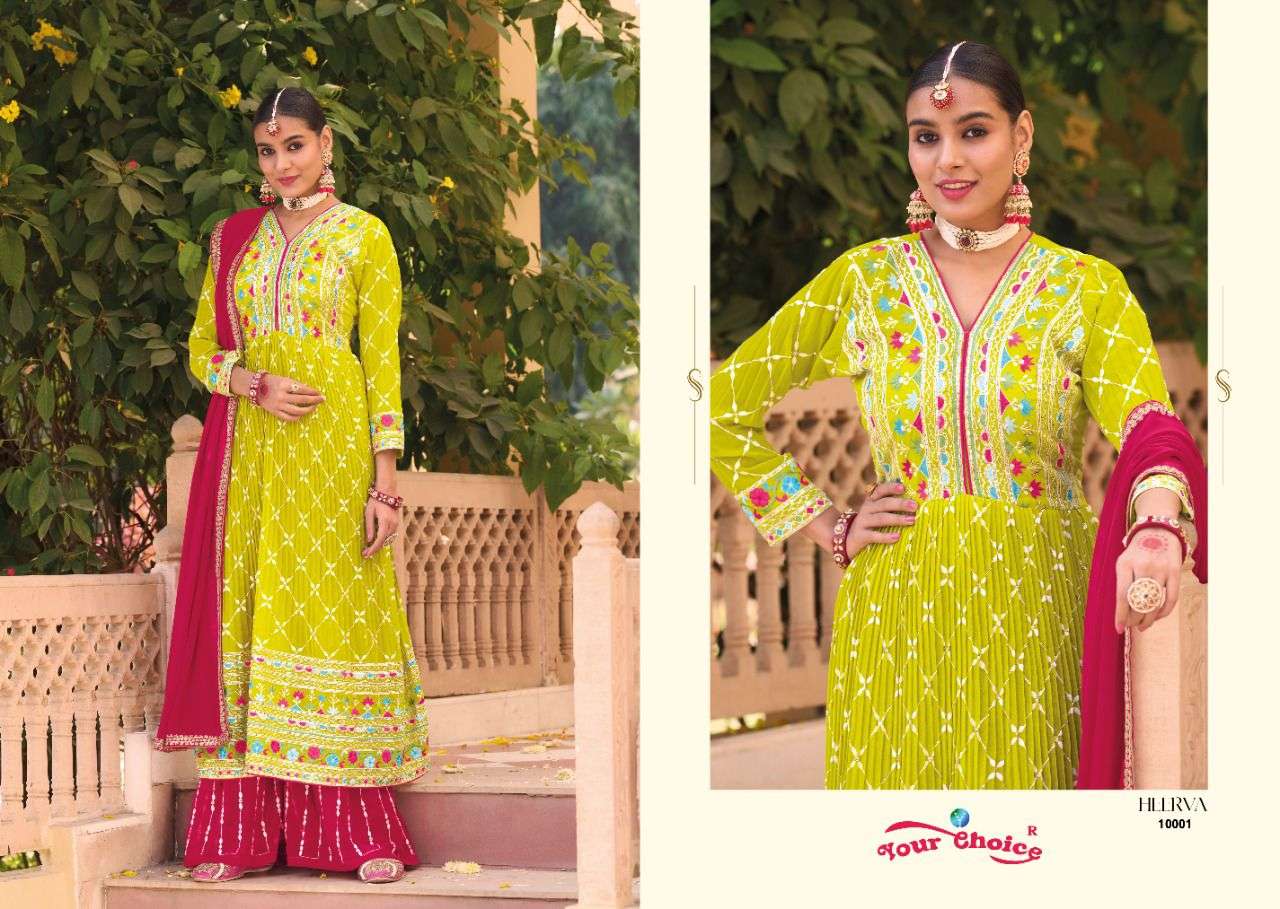 Heerva By Your Choice 10001 To 10004 Series Beautiful Sharara Suits Stylish Fancy Colorful Party Wear & Occasional Wear Georgette Embroidered Dresses At Wholesale Price