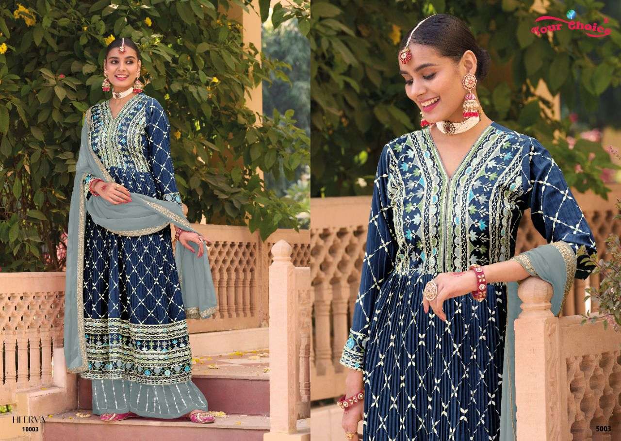 Heerva By Your Choice 10001 To 10004 Series Beautiful Sharara Suits Stylish Fancy Colorful Party Wear & Occasional Wear Georgette Embroidered Dresses At Wholesale Price