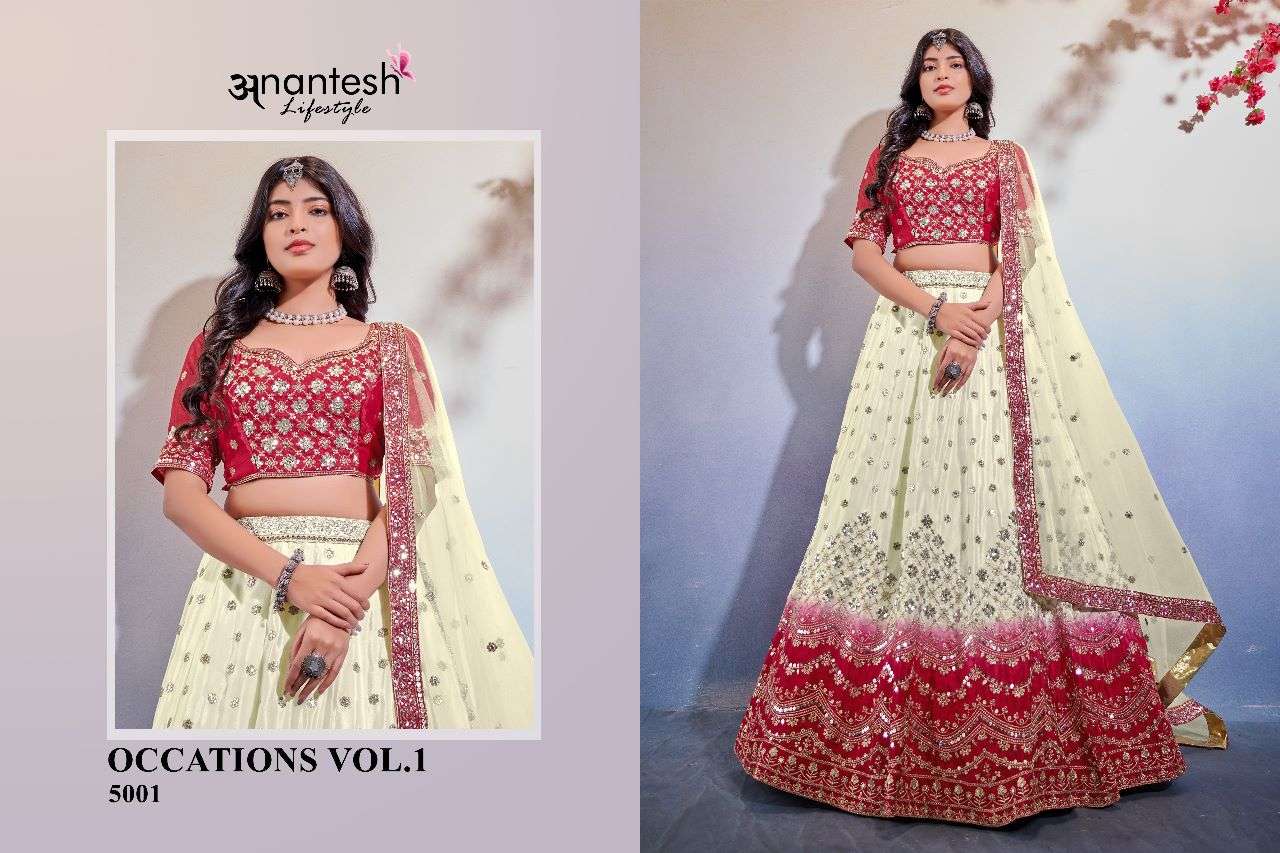 Occations By Anantesh 5001 To 5002 Series Designer Beautiful Festive Collection Occasional Wear & Party Wear Heavy Chinnon Lehengas At Wholesale Price