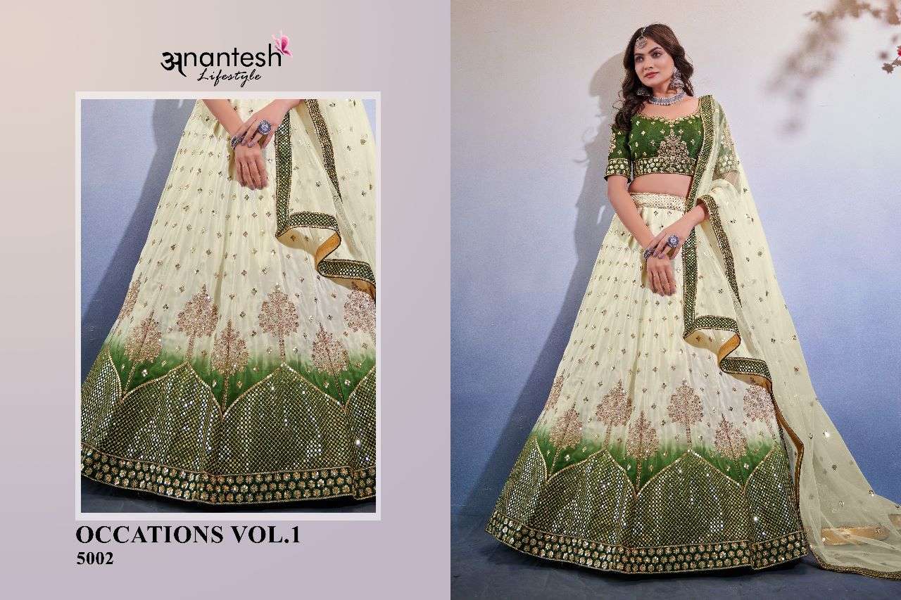 Occations By Anantesh 5001 To 5002 Series Designer Beautiful Festive Collection Occasional Wear & Party Wear Heavy Chinnon Lehengas At Wholesale Price