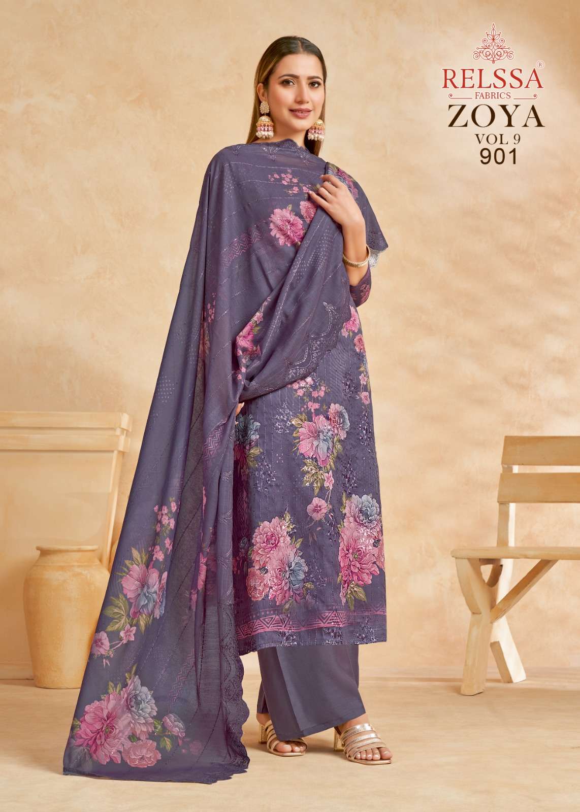 Zoya Vol-9 By Relssa Fabrics 901 To 906 Series Designer Festive Suits Collection Beautiful Stylish Colorful Fancy Party Wear & Occasional Wear Satin Cotton Dresses At Wholesale Price