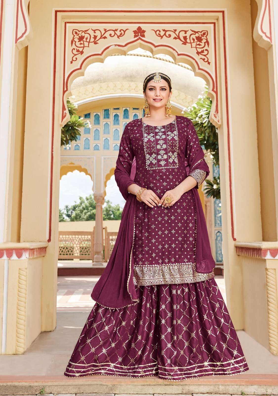 Maan Vol-2 By Kajal Style 2001 To 2008 Series Designer Sharara Suits Beautiful Stylish Fancy Colorful Party Wear & Occasional Wear Chanderi Embroidered Dresses At Wholesale Price