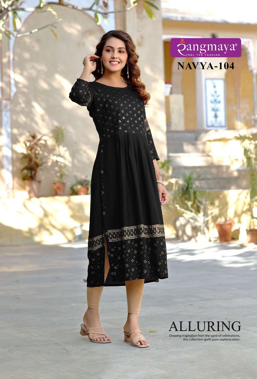 Navya By Rangmaya 101 To 108 Series Designer Stylish Fancy Colorful Beautiful Party Wear & Ethnic Wear Collection Rayon Print Kurtis At Wholesale Price