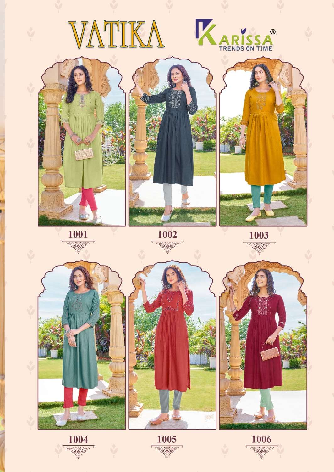 Vatika By Karissa 1001 To 1006 Series Designer Stylish Fancy Colorful Beautiful Party Wear & Ethnic Wear Collection Rayon Print Kurtis At Wholesale Price