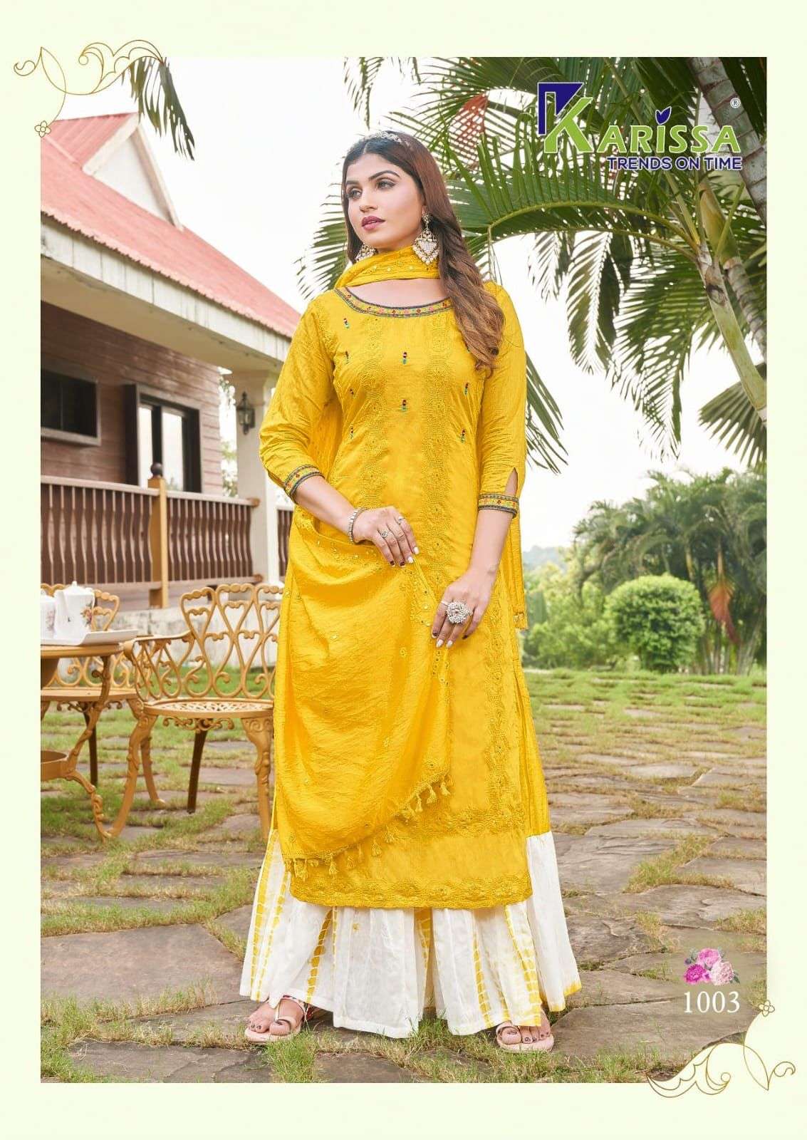 Shagun By Karissa 1001 To 1006 Series Sharara Suits Beautiful Fancy Colorful Stylish Party Wear & Occasional Wear Premium Visocse Silk Dresses At Wholesale Price