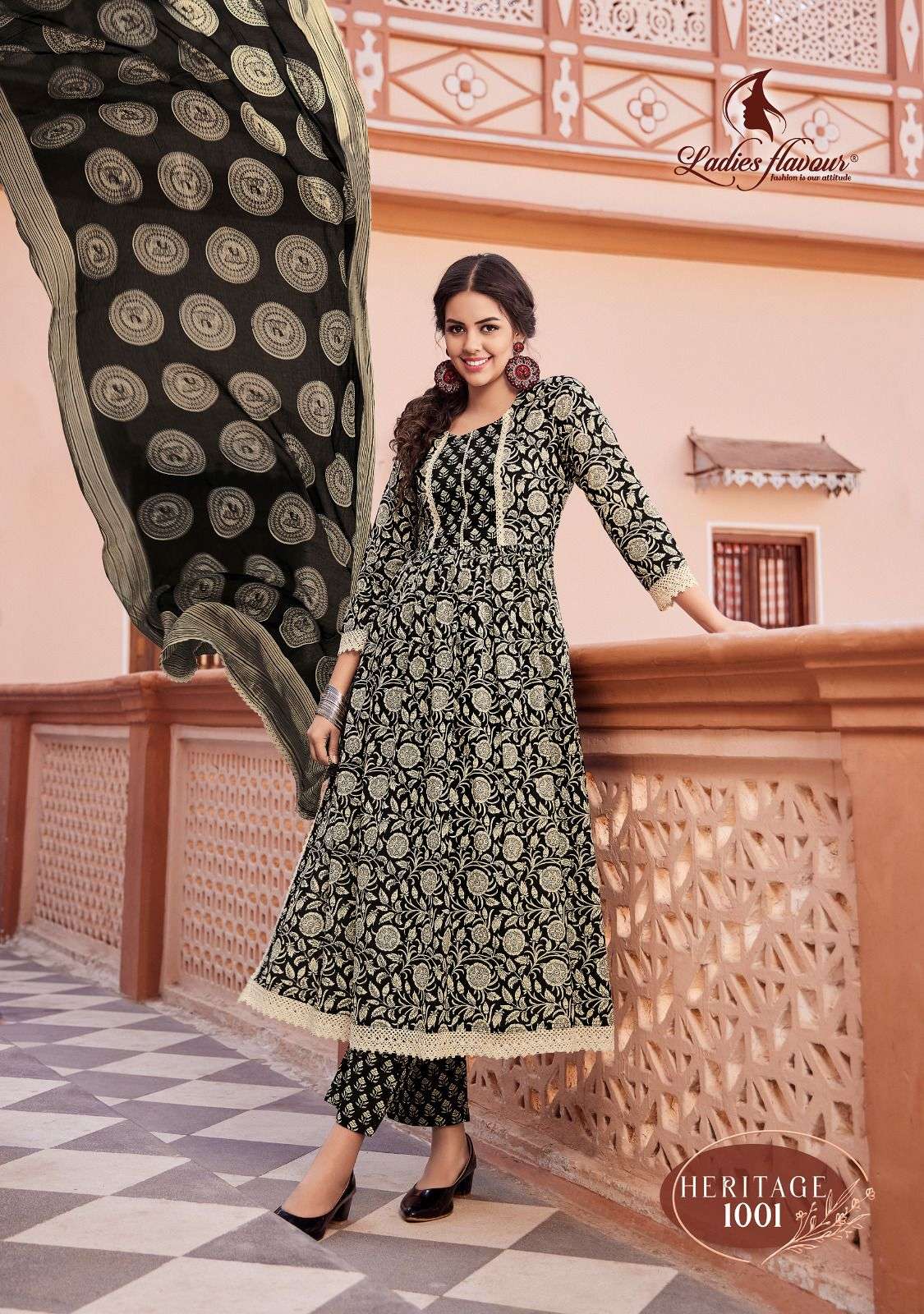 Heritage By Ladies Flavour 1001 To 1004 Series Suits Beautiful Fancy Colorful Stylish Party Wear & Occasional Wear Pure Cotton Print Dresses At Wholesale Price