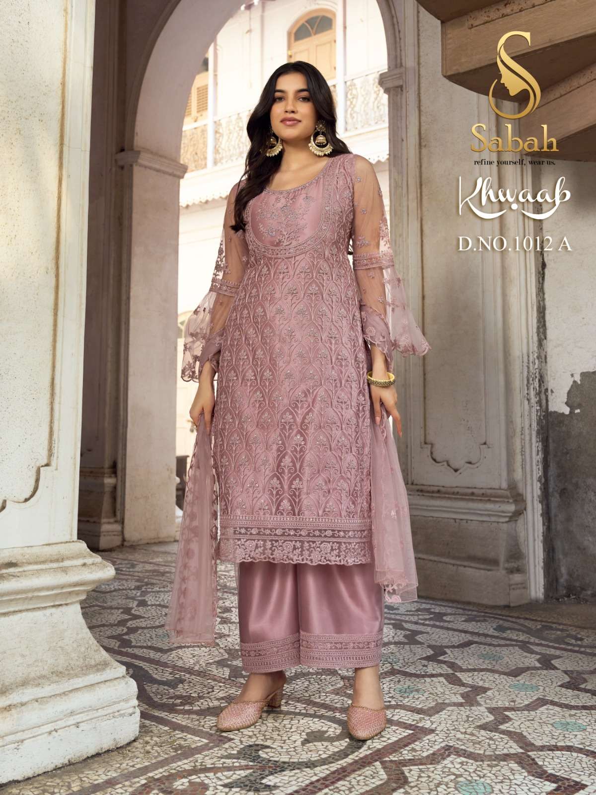 Khwaab 1012 Colours By Sabah 1012-A To 1012-H Series Designer Anarkali Suits Beautiful Fancy Colorful Stylish Party Wear & Occasional Wear Heavy Net Dresses At Wholesale Price