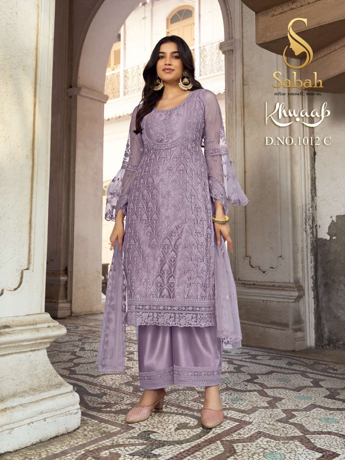 Khwaab 1012 Colours By Sabah 1012-A To 1012-H Series Designer Anarkali Suits Beautiful Fancy Colorful Stylish Party Wear & Occasional Wear Heavy Net Dresses At Wholesale Price