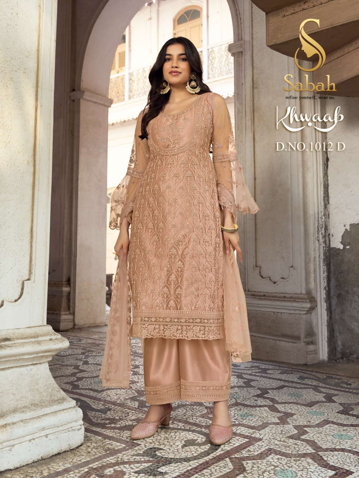 Khwaab 1012 Colours By Sabah 1012-A To 1012-H Series Designer Anarkali Suits Beautiful Fancy Colorful Stylish Party Wear & Occasional Wear Heavy Net Dresses At Wholesale Price