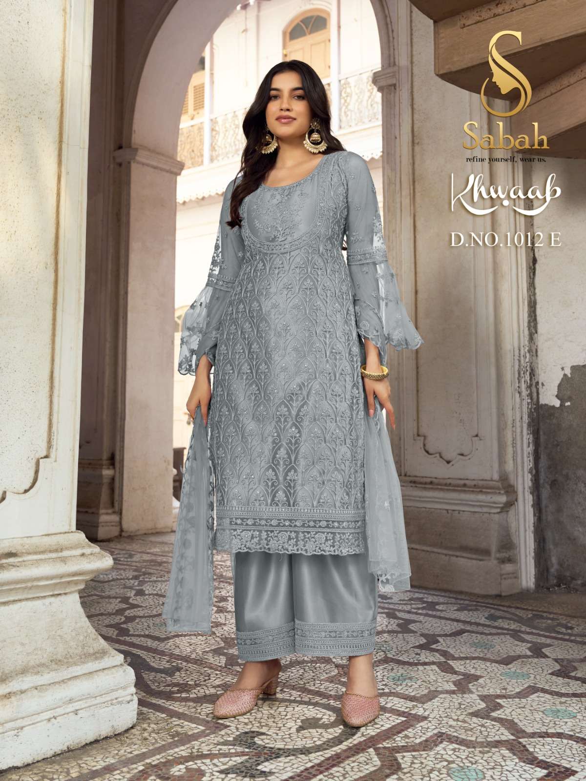 Khwaab 1012 Colours By Sabah 1012-A To 1012-H Series Designer Anarkali Suits Beautiful Fancy Colorful Stylish Party Wear & Occasional Wear Heavy Net Dresses At Wholesale Price