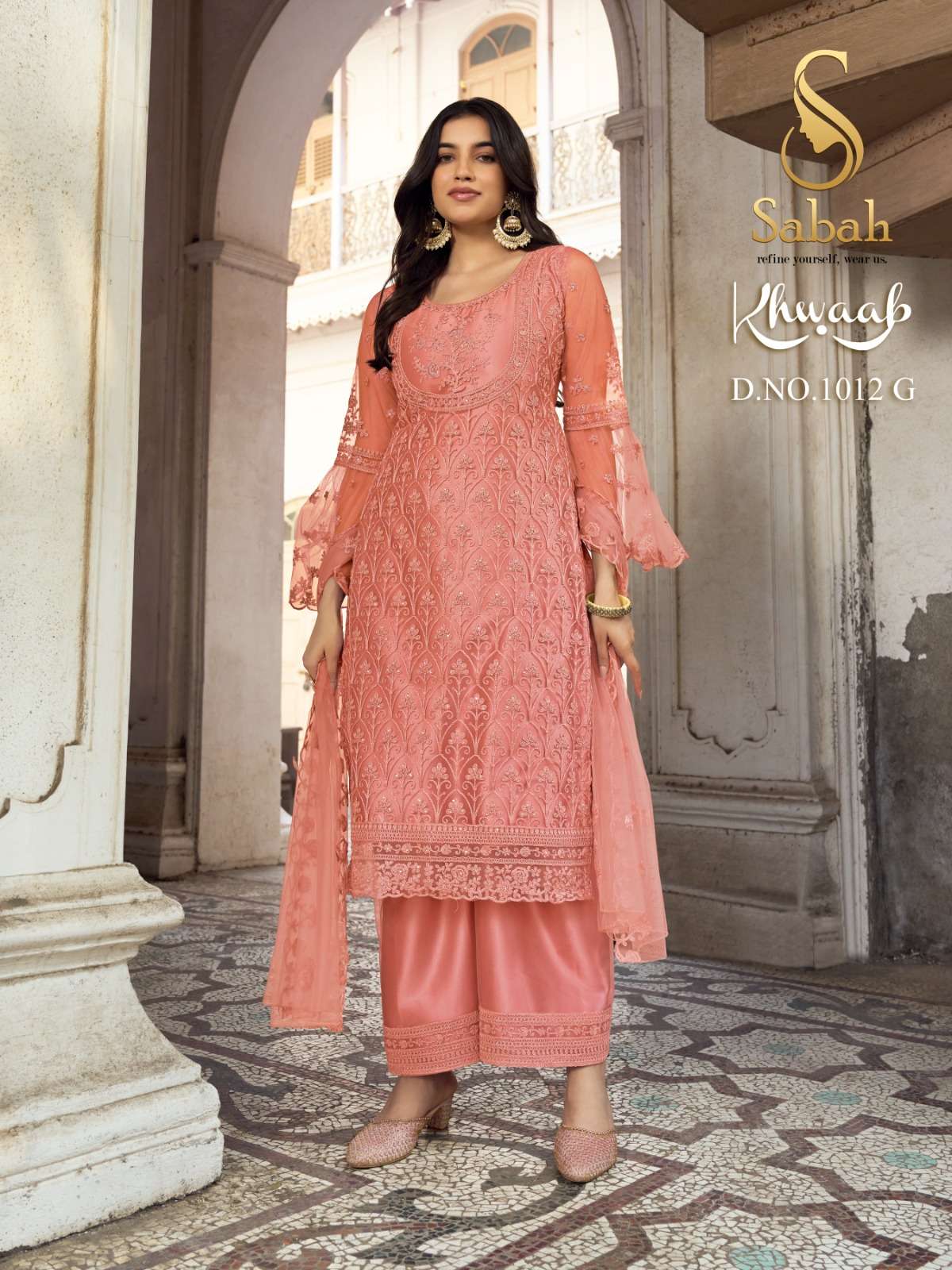 Khwaab 1012 Colours By Sabah 1012-A To 1012-H Series Designer Anarkali Suits Beautiful Fancy Colorful Stylish Party Wear & Occasional Wear Heavy Net Dresses At Wholesale Price