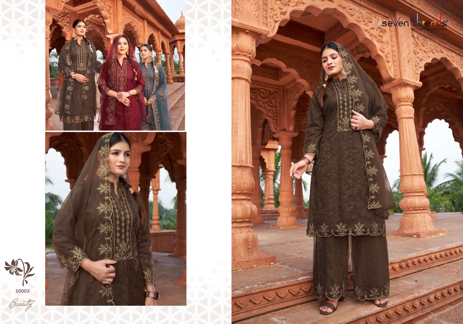 Aashiyana By Seven Theads 10001 To 10007 Series Designer Festive Suits Collection Beautiful Stylish Fancy Colorful Party Wear & Occasional Wear Pure Net Dresses At Wholesale Price
