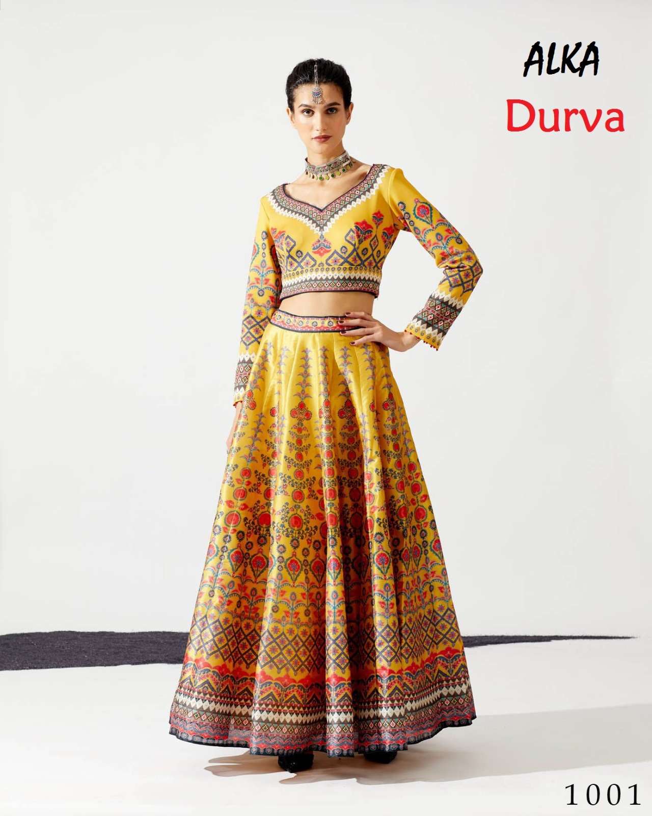 Durva By Alka 1001 To 1006 Series Festive Wear Collection Beautiful Stylish Colorful Fancy Party Wear & Occasional Wear Chinnon Lehengas At Wholesale Price