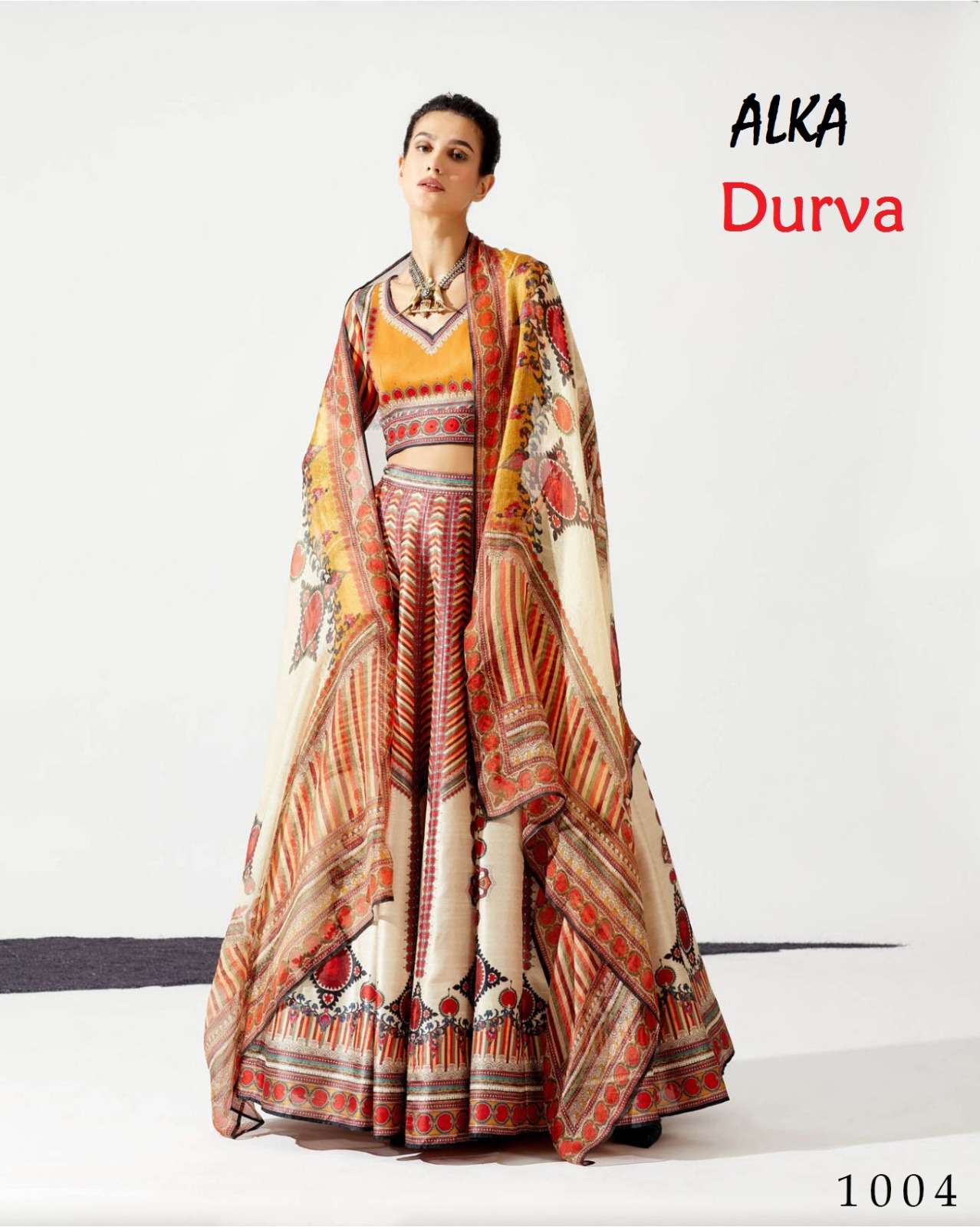 Durva By Alka 1001 To 1006 Series Festive Wear Collection Beautiful Stylish Colorful Fancy Party Wear & Occasional Wear Chinnon Lehengas At Wholesale Price