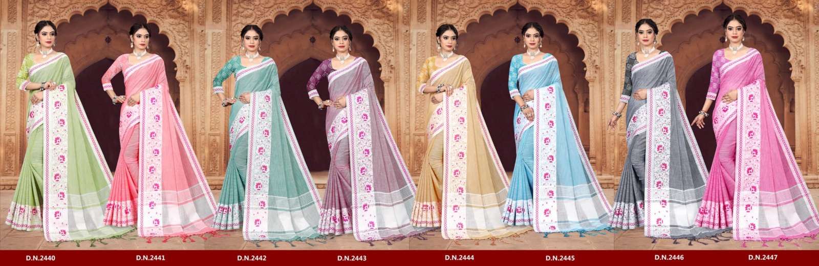 Roshni By Stylewell 2441 To 2447 Series Indian Traditional Wear Collection Beautiful Stylish Fancy Colorful Party Wear & Occasional Wear Linen Sarees At Wholesale Price