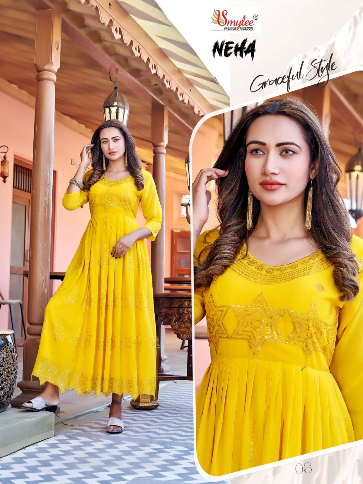 Neha By Smylee 01 To 08 Series Beautiful Stylish Fancy Colorful Casual Wear & Ethnic Wear Heavy Georgette Gowns At Wholesale Price