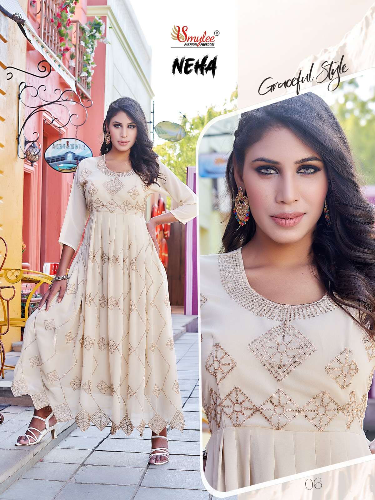 Neha By Smylee 01 To 08 Series Beautiful Stylish Fancy Colorful Casual Wear & Ethnic Wear Heavy Georgette Gowns At Wholesale Price