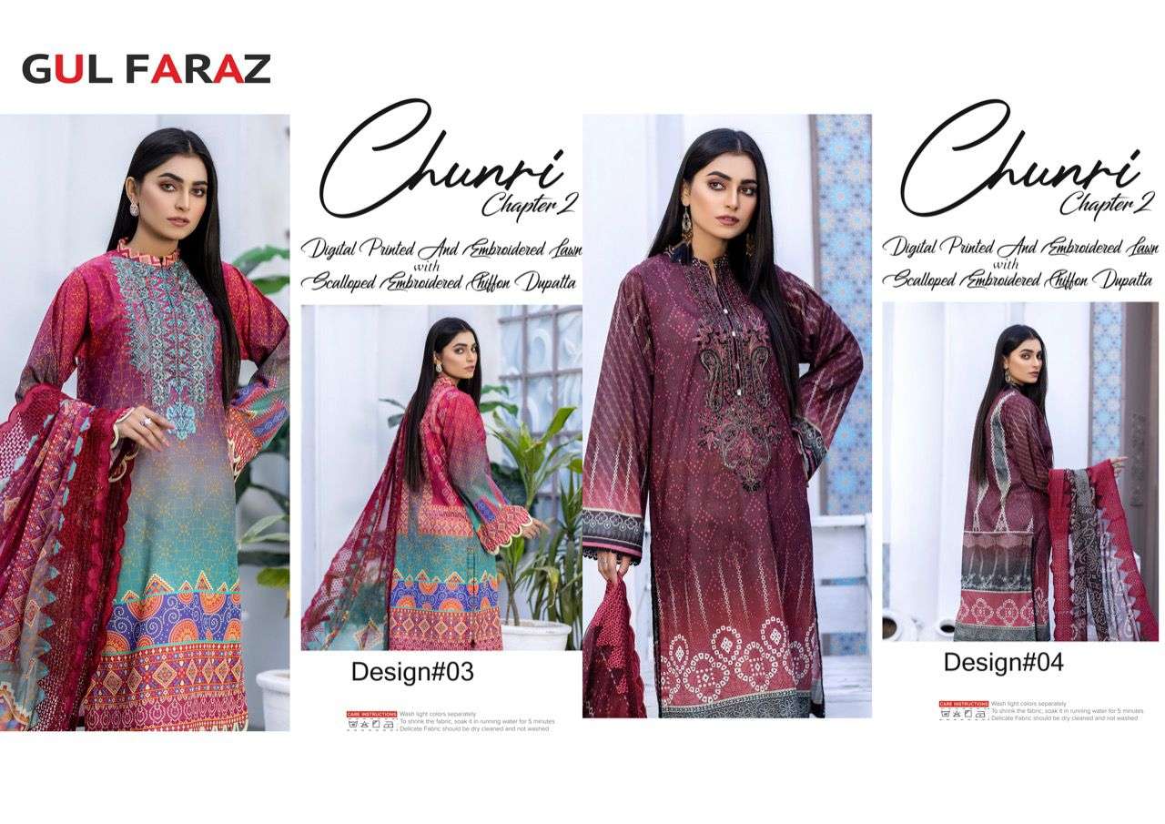 Chunari Vol-2 By Gul Faraz 01 To 08 Series Pakistani Suits Beautiful Fancy Colorful Stylish Party Wear & Occasional Wear Pure Jaam Print With Work Dresses At Wholesale Price