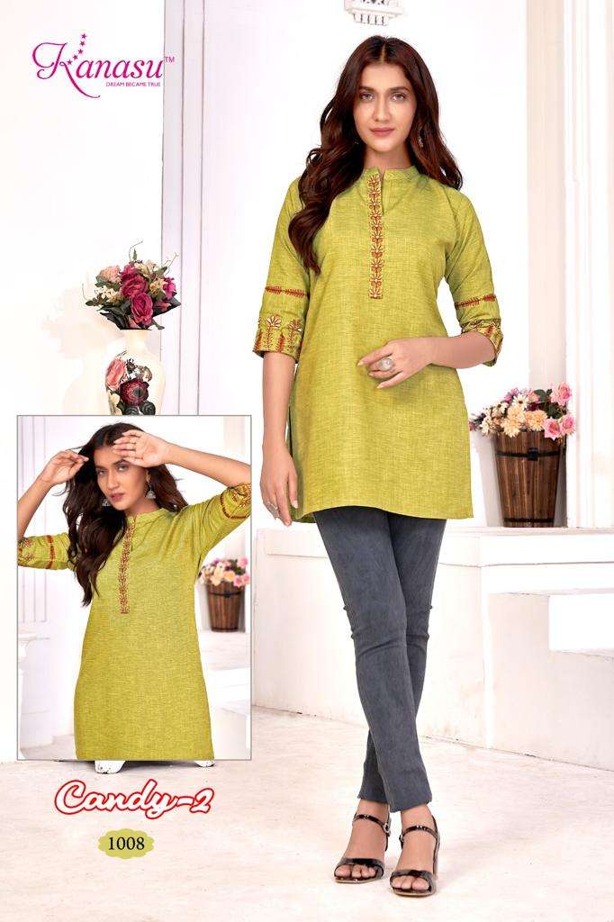 Candy Vol-2 By Kanasu 1001 To 1008 Series Beautiful Stylish Fancy Colorful Casual Wear & Ethnic Wear Heavy Rayon Tops At Wholesale Price