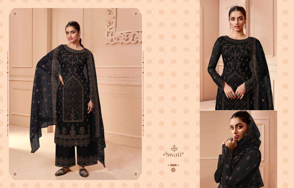 Swati 3501 Series By Swagat 3501 To 3506 Series Beautiful Stylish Suits Fancy Colorful Casual Wear & Ethnic Wear & Ready To Wear Net Dresses At Wholesale Price